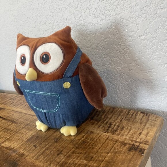 Owlegories Plush Owl in Overalls 8 inches Gus Stuff Animal Toy Brown - Picture 3 of 7